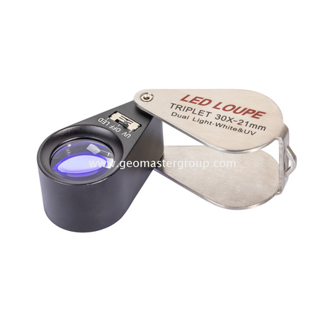 Loupe LED UV/Blanc en verre (30x,21mm)